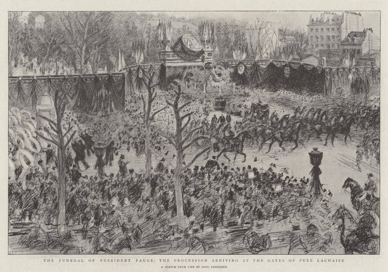 The Funeral of President Faure, the Procession arriving at the Gates of Pere Lachaise by Charles Paul Renouard