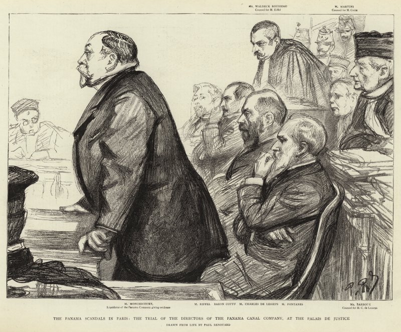 The Panama Scandals in Paris, the Trial of the Directors of the Panama Canal Company, at the Palais de Justice by Charles Paul Renouard