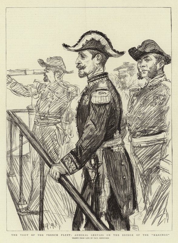 The Visit of the French Fleet, Admiral Gervais on the Bridge of the Marengo by Charles Paul Renouard