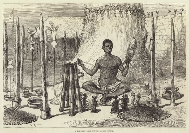 A Dahomey Priest spinning Sacred Cotton by Sir John Charles Robinson