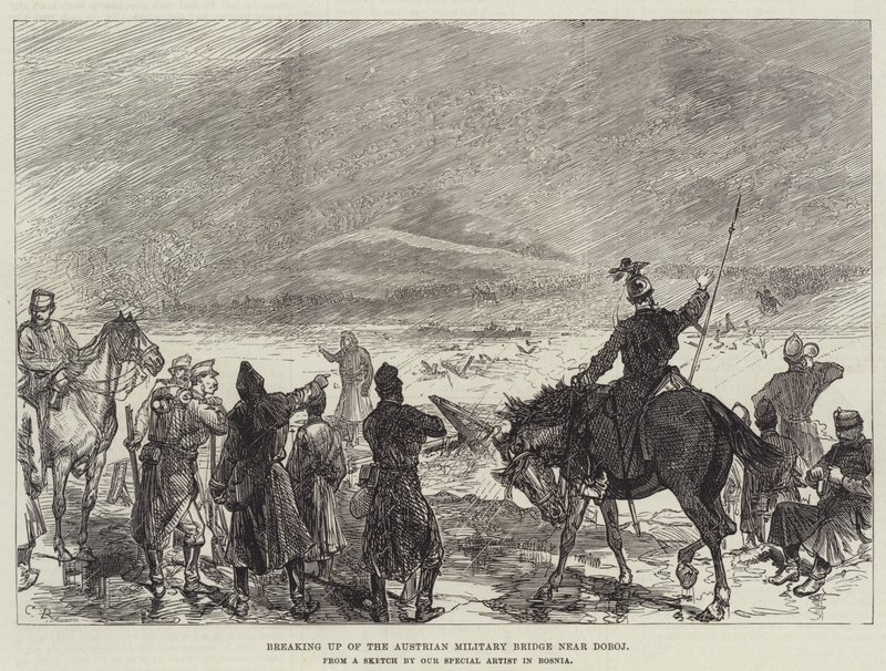 Breaking Up of the Austrian Military Bridge near Doboj by Sir John Charles Robinson