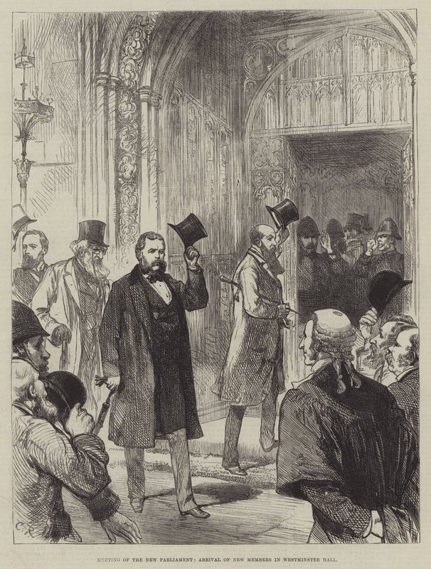 Meeting of the New Parliament, Arrival of New Members in Westminster Hall by Sir John Charles Robinson