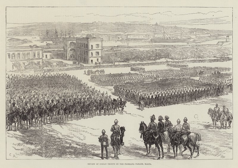 Review of Indian Troops on the Floriana Parade, Malta by Sir John Charles Robinson
