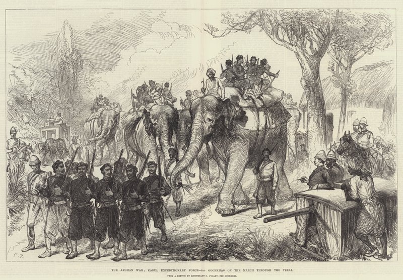 The Afghan War, Cabul Expeditionary Force, 3rd Goorkhas on the March through the Terai by Sir John Charles Robinson