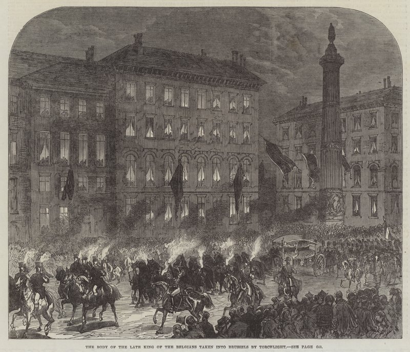 The Body of the Late King of the Belgians Taken into Brussels by Torchlight by Sir John Charles Robinson
