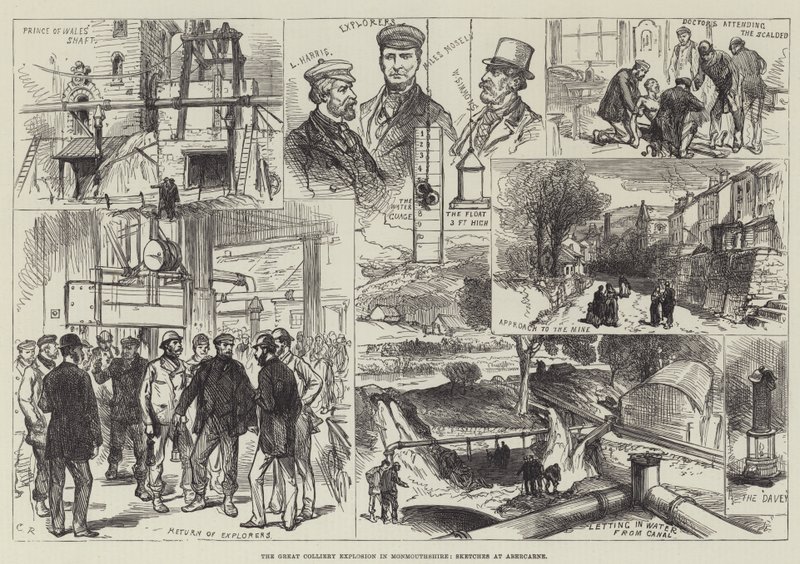 The Great Colliery Explosion in Monmouthshire, Sketches at Abercarne by Sir John Charles Robinson