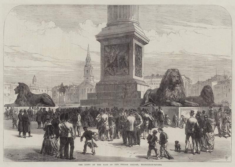 The Lions at the Base of the Nelson Column, Trafalgar-Square by Sir John Charles Robinson