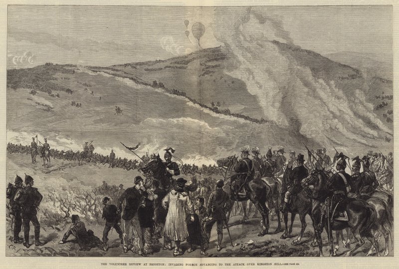 The Volunteer Review at Brighton, Invading Force advancing to the Attack over Kingston Hill by Sir John Charles Robinson