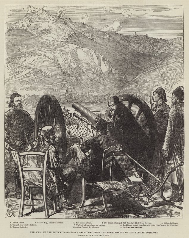 The War, in the Shipka Pass, Raouf Pasha Watching the Bombardment of the Russian Positions by Sir John Charles Robinson