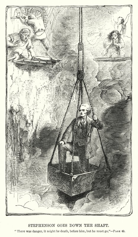 Stephenson goes down the shaft (engraving) by Charles Altamont Doyle