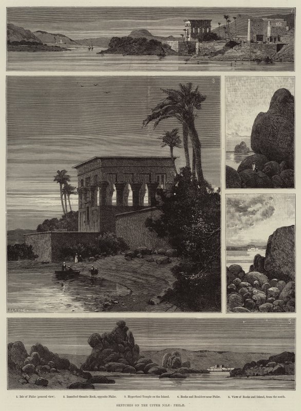 Sketches on the Upper Nile, Philae by Charles Auguste Loye