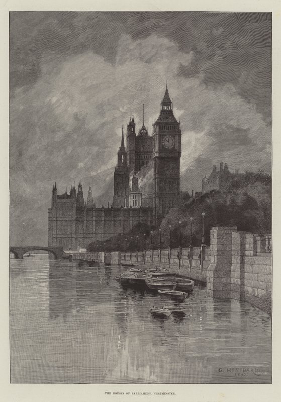 The Houses of Parliament, Westminster by Charles Auguste Loye