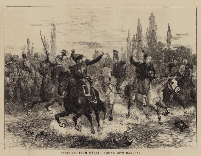Fugitives from Woerth riding into Hagenau by Charles Green