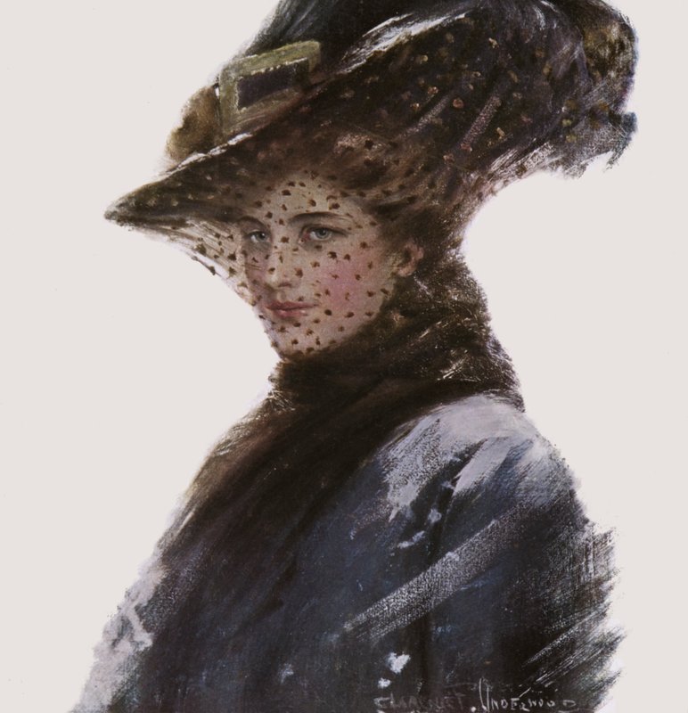 Portrait of a Woman Wearing a Hat and a Veil by Clarence F. Underwood