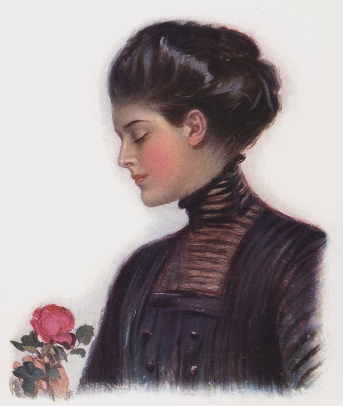 Girl with a Rose by Clarence F. Underwood