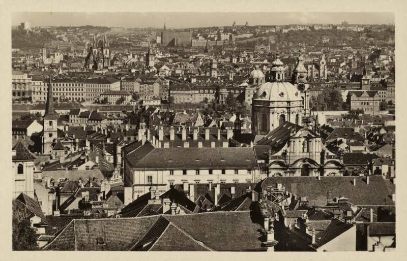 Postcard depicting a general view of Prague by Czech Photographer