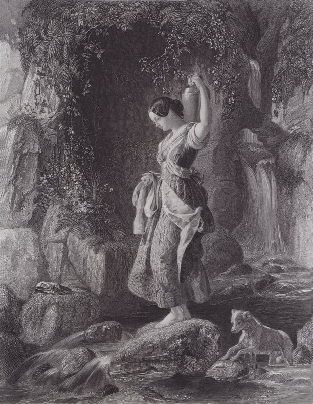 The Nymph of the Waterfall by Daniel (after) Maclise
