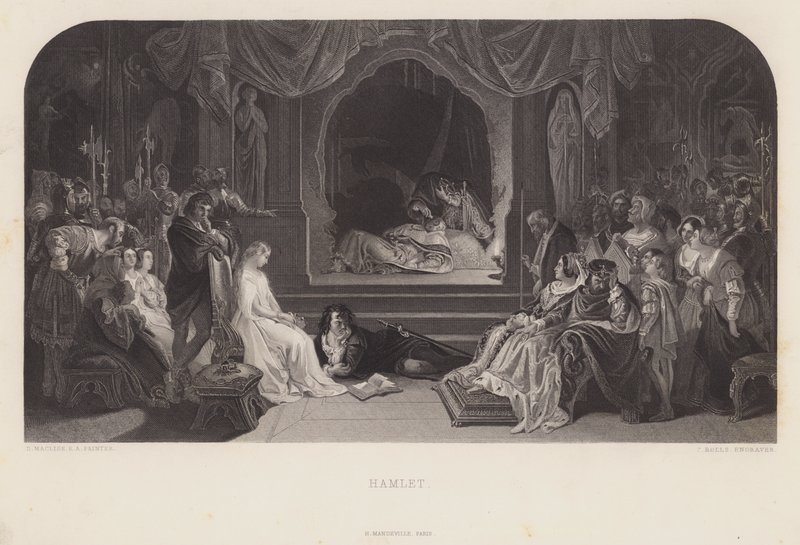 The Play Scene in Hamlet (engraving) by Daniel (after) Maclise