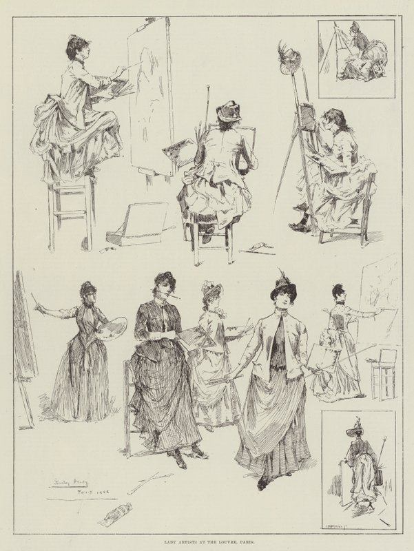 Lady Artists at the Louvre, Paris by David Hardy