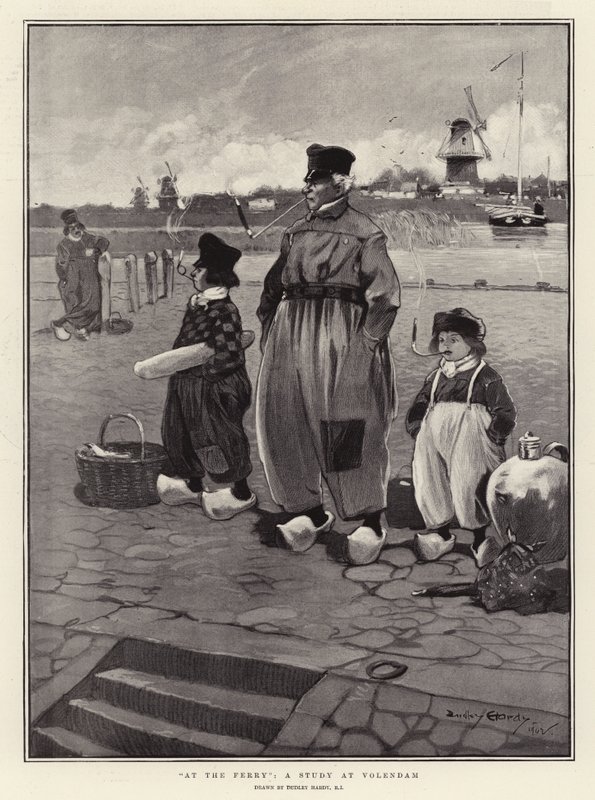 At The Ferry, a Study at Volendam by Dudley Hardy
