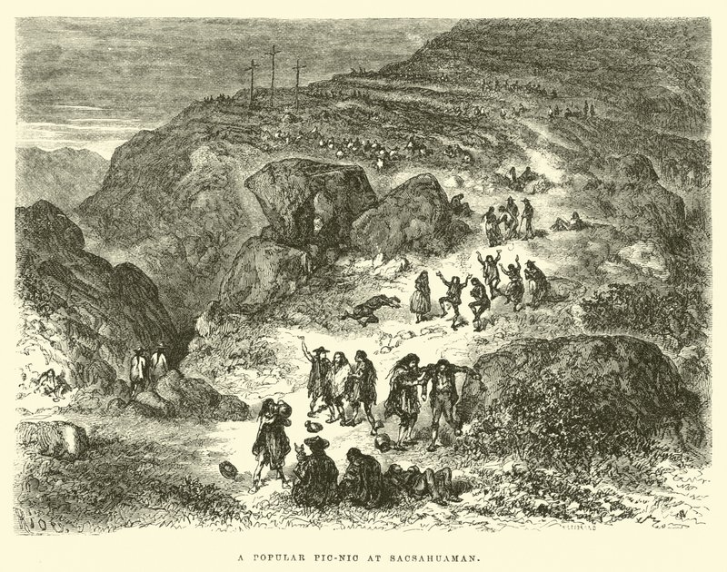A Popular Picnic at Sacsahuaman by Edouard Riou