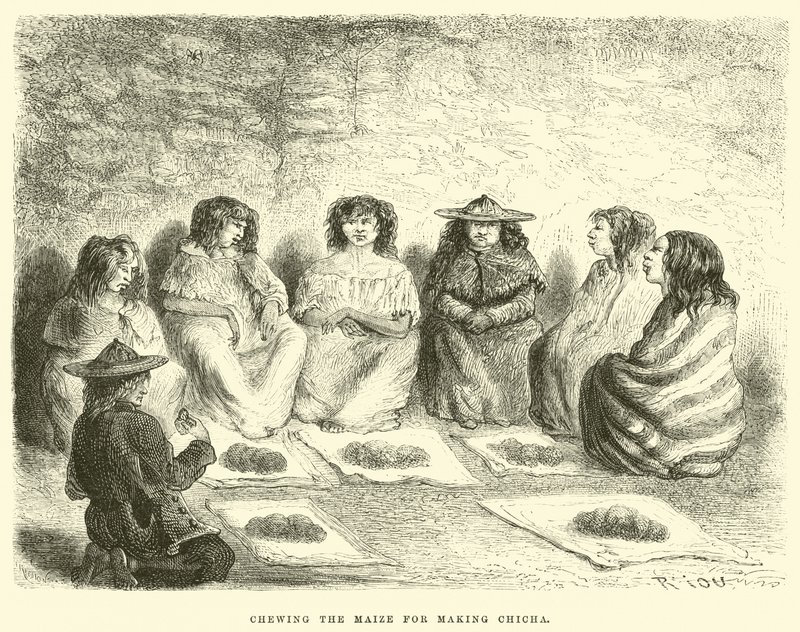 Chewing the Maize for Making Chicha by Edouard Riou