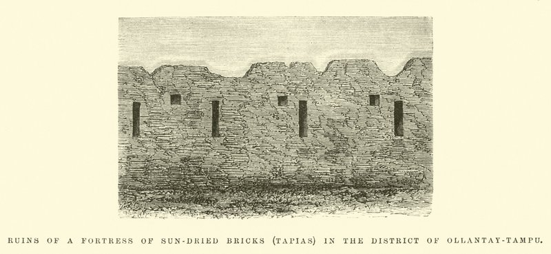 Ruins of a Fortress of Sun-Dried Bricks in the District of Ollantay-Tampu by Edouard Riou
