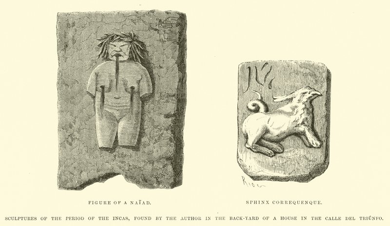 Sculptures of the Period of the Incas, Found by the Author in the Back-Yard of a House in the Calle del Triunfo by Edouard Riou
