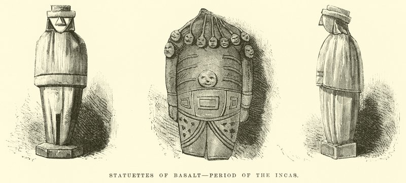Statuettes of Basalt, Period of the Incas by Edouard Riou