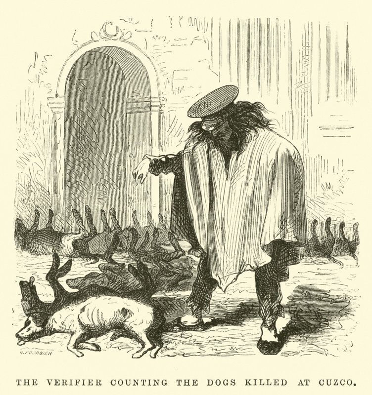 The Verifier Counting the Dogs Killed at Cuzco by Edouard Riou