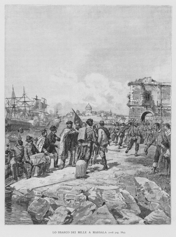 The Landing of the Thousand in Marsala (engraving) by Edouardo Matania