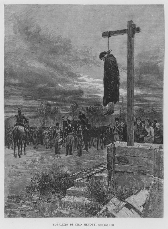 Execution of Ciro Menotti (engraving) by Edouardo Matania
