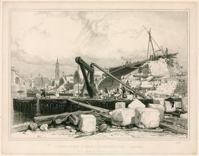 Demolition of Old London Bridge, 1832 by Edward William Cooke
