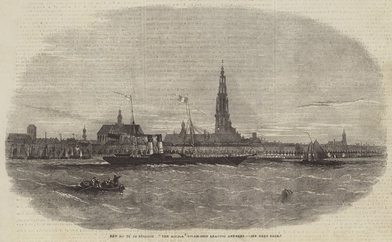 New Route to Belgium, The Aquila Steam-Ship Leaving Antwerp by Edwin Weedon