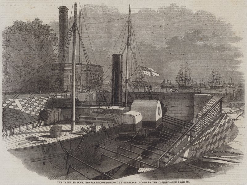 The Imperial Dock, Rio Janeiro, showing the Entrance closed by the Caisson by Edwin Weedon