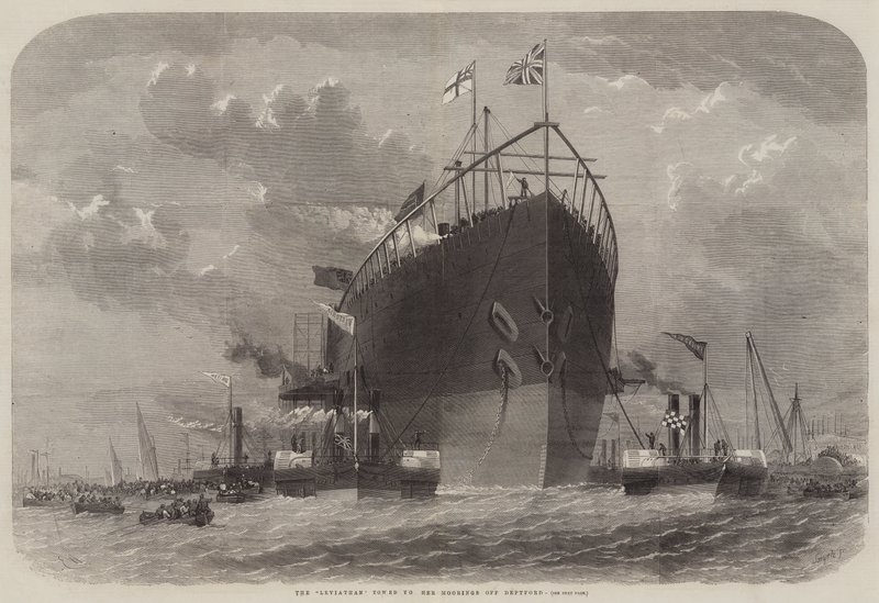 The Leviathan Towed to her Moorings off Deptford by Edwin Weedon