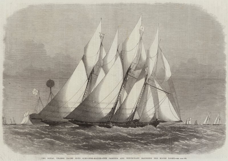 The Royal Thames Yacht Club Schooner-Match, the Cambria and Witchcraft rounding the Mouse Light by Edwin Weedon