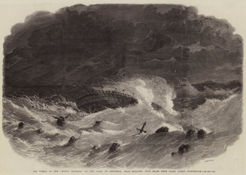 The Wreck of the Royal Charter on the Coast of Anglesea, near Moelfre Five Miles from Point Lynas Lighthouse by Edwin Weedon