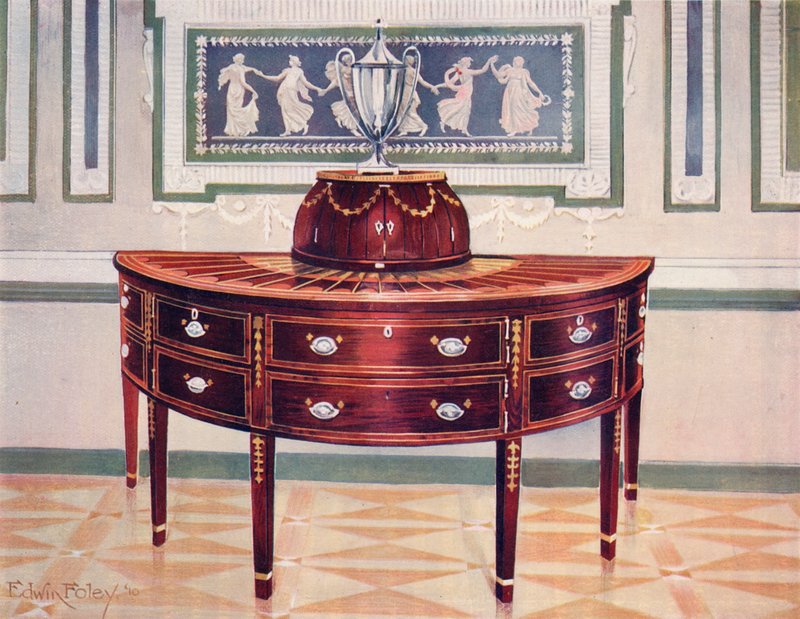 Semicircular Mahogany Sideboard and Knife-Box by Edwin John Foley