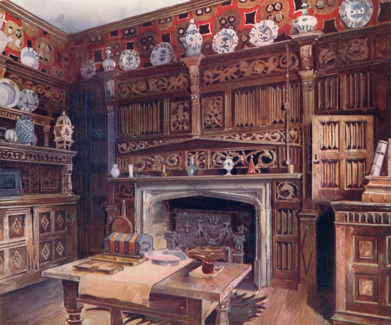 The Panelled Study at Groombridge Place by Edwin John Foley