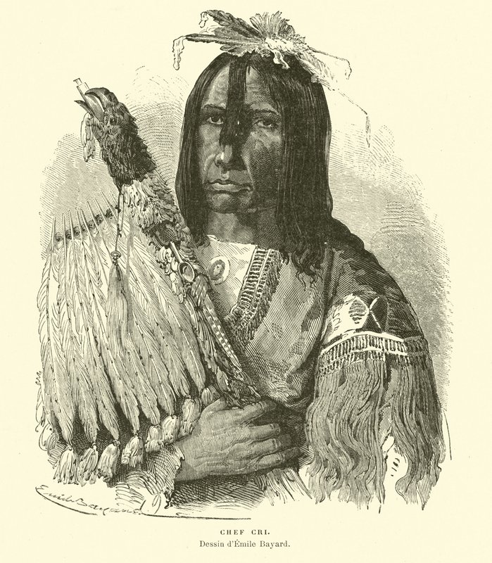 Cree chief by Emile Antoine Bayard