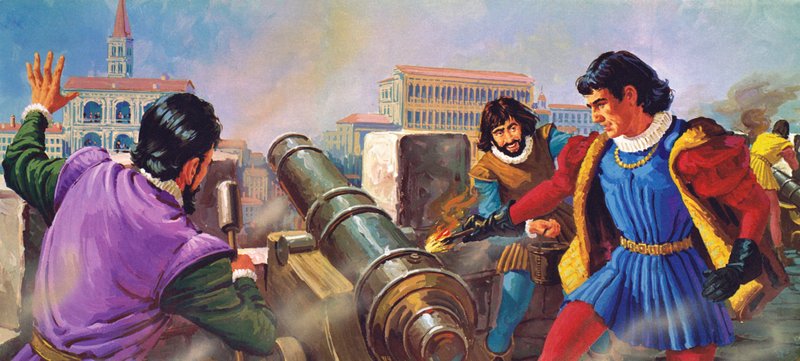 Benvenuto Cellini, goldsmith in charge of the guns by English School