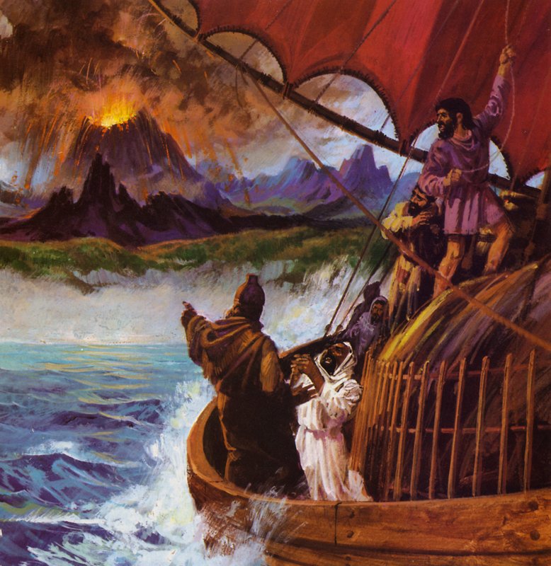 Carthaginians Witnessing a Volcano Eruption by English School