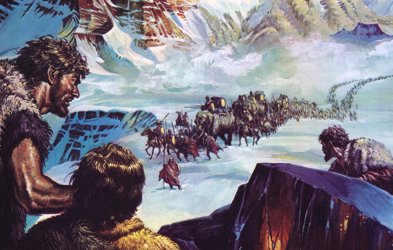 Hannibal Crossing the Alps by English School