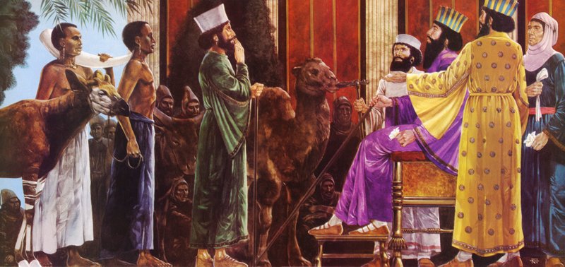 Homage to the Persian King, Darius I, Seated on His Throne by English School