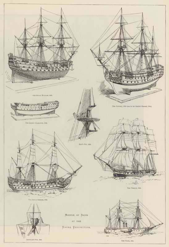 Models of Ships at the Naval Exhibition by English School