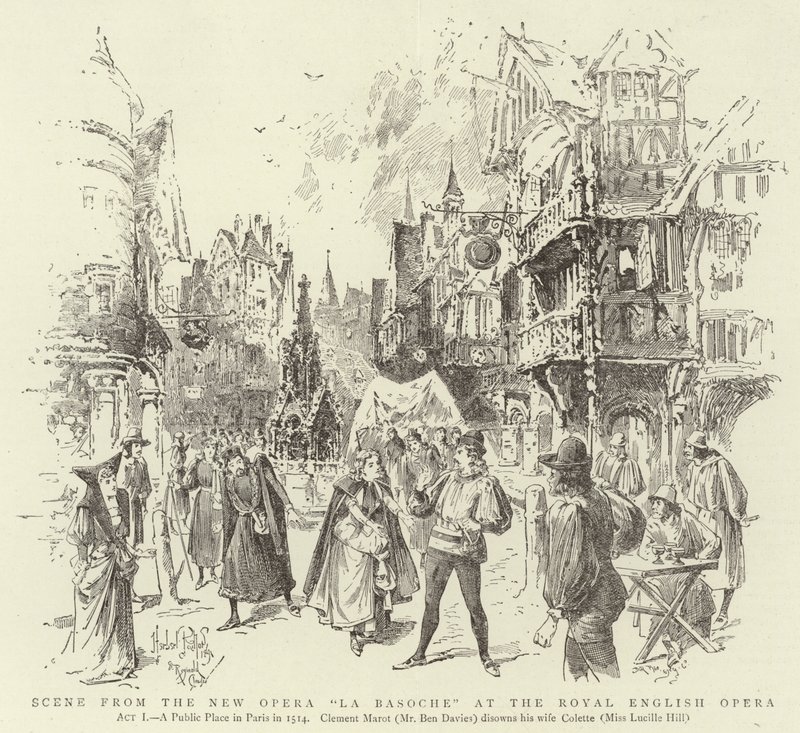 Scene from the New Opera La Basoche at the Royal English Opera by English School