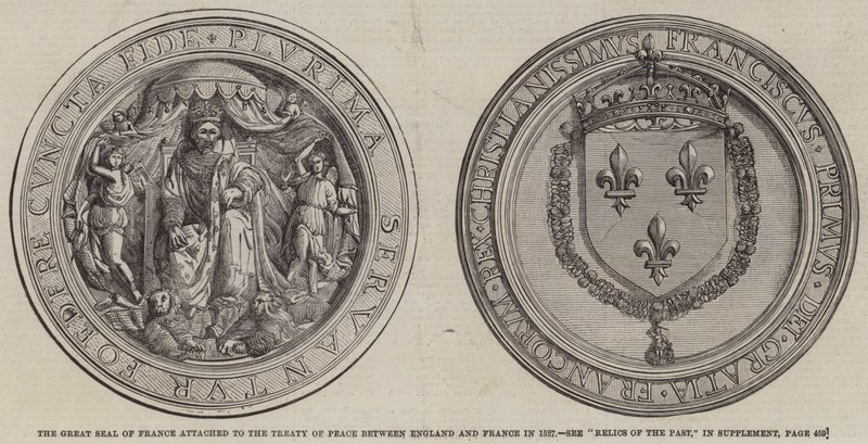 The Great Seal of France attached to the Treaty of Peace between England and France in 1527 by English School