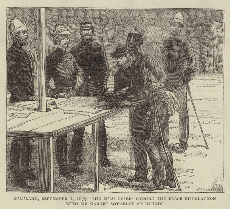 Zululand, 1 September 1879, the Zulu Chiefs Signing the Peace Stipulations with Sir Garnet Wolseley at Ulundi by English School