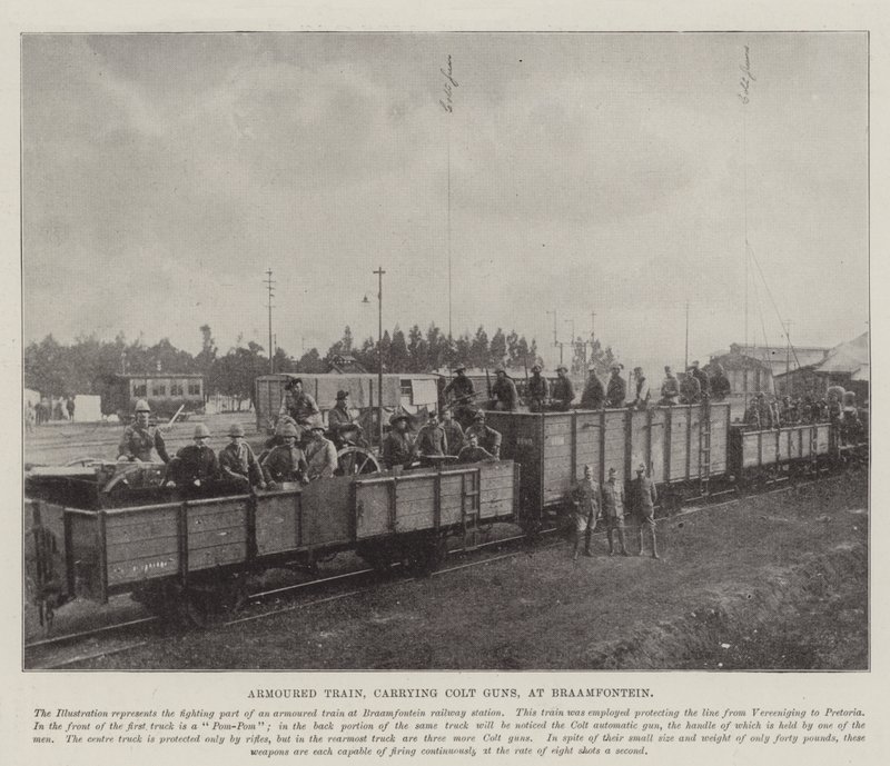 Armoured Train, carrying Colt Guns, at Braamfontein by English Photographer